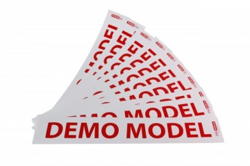 Verkoop sticker demo model